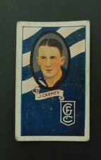 1933 Allen's Footballers Trade Card No 31 J Carney Geelong VFL / AFL Vintage