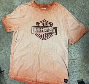 VINTAGE Mens HARLEY DAVIDSON CYCLES T SHIRT XLG Orange/yellow Beach Hippie - Picture 1 of 5