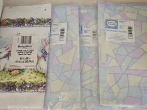 vintage Easter paper TABLE COVER Religious / Bunnies Tablecloth lot of 4 - Picture 1 of 8