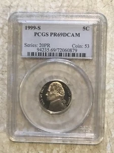 1999-S JEFFERSON NICKEL 5¢ PCGS PR69DCAM - Picture 1 of 4