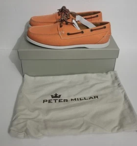 NEW PETER MILLAR SEASIDE WASHED CANVAS BOAT SHOES BISQUE ORANGE MS17F01 SZ 11.5 - Picture 1 of 12