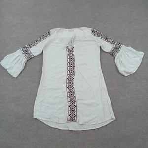 Billabong Womens Mini Dress Small White Long Sleeve Boho Short Flowy - Picture 1 of 9