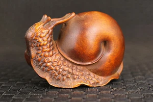 Lovely Chinese boxwood snail figure statue table home decoration - Picture 1 of 5