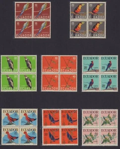 ECUADOR 1958 SC# 634-637, 645-648 BIRDS BLOCK SETS - Picture 1 of 1