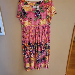 Adonna Muumuu Freizeitkleid Medium Kurzarm Rundhals rosa geblümt - Bild 1 von 14
