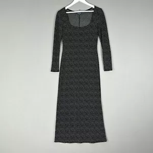 Modcloth Womens Dress Small Black Polka Dot Midi Retro Work Feminine Travel Boho - Picture 1 of 11