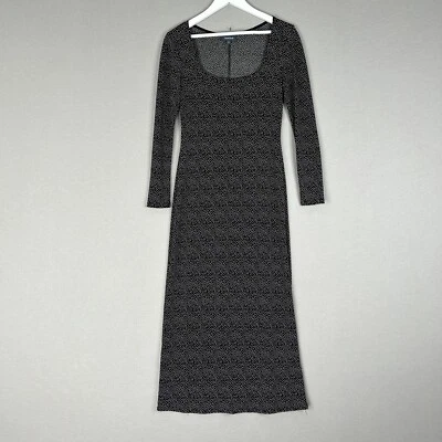 Modcloth Womens Dress Small Black Polka Dot Midi Retro Work Feminine Travel Boho - Image 1 of 4