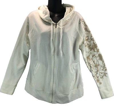 Columbia Mujer Talla L Algodón Cremallera Sudadera con Capucha Dorado Floral Manga Gráficos Foto 1 de 4