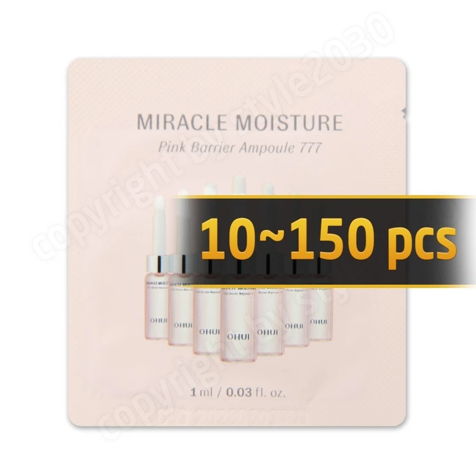 O HUI Miracle Moisture Pink Barrier Ampulle 777 1ml (10~100 Stück) OHUI
