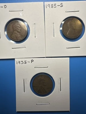 LINCOLN CENTS - 1935 P-D-S - CHOICE For Fill Those Books 📕 (P-5126) - Image 1 of 4
