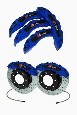 S Line Blue Brake Caliper Covers  Audi A3 A4 A5 A6 Q5 Q7 RS4 RS5 RS6 Q2 Q3 4PCS - Image 1 of 4