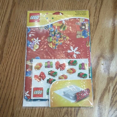 Blue And Red Lego Gift Wrapping Paper With Stickers - Image 1 of 2