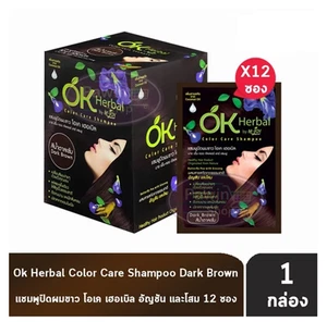 12X OK HERBAL Color Care Shampoo Dark Brown Color Grey Covering Shampoo 30ml - Picture 1 of 5