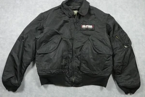 Vintage Alpha Industries Jacket Mens Large Black CWU-45/P Made USA Flight 90s - Picture 1 of 9