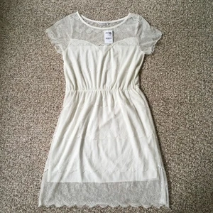 NWT Charlotte Russe White Lace Dress Size S Cottage Wedding Bridal Bachelorette - Picture 1 of 11