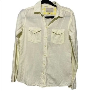 Camisa para mujer Banana Republic suave lavado abotonada amarillo lino algodón pequeña - Imagen 1 de 5