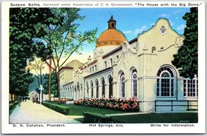 Hot Springs Arkansas AR, baños Quapaw, casa con cúpula grande, césped, flores postal - Imagen 1 de 2
