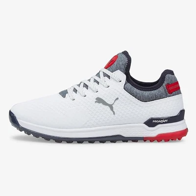 NEW Men's Puma PROADAPT ALPHACAT Golf Shoes White / Navy / Red Size 7.5M - Image 1 of 3