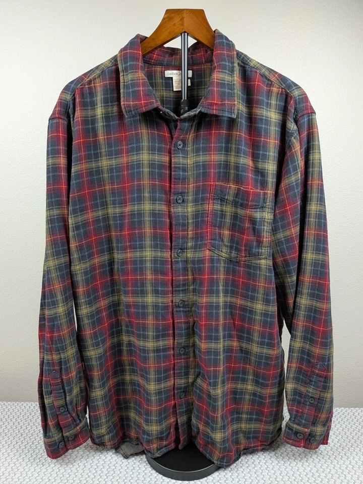 Рубашка на пуговицах мужская Carbon 2 кобальтовая размер XL красная клетчатая верхний эшелон фланель - Изображение 1 из 4