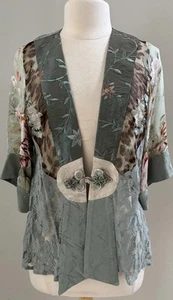 Spencer Alexis Mixed Silk Blend Floral Lace Boho Kimono Jacket Fairy Size M EUC - Picture 1 of 5