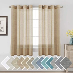 H.VERSAILTEX Cortinas de lino para sala de estar ojal de níquel semi transparente, 52x63 pulgadas caramelo - Imagen 1 de 8