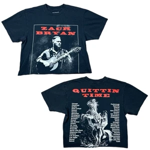 One of These Days Zach Bryan T-Shirt Quittin Time Tour Size Adult Medium Cropped - Picture 1 of 7