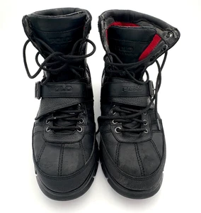 Vintage 90s Polo Ralph Lauren Kilworth Leather Boots Mens 12D Buckle Black Strap - Picture 1 of 19