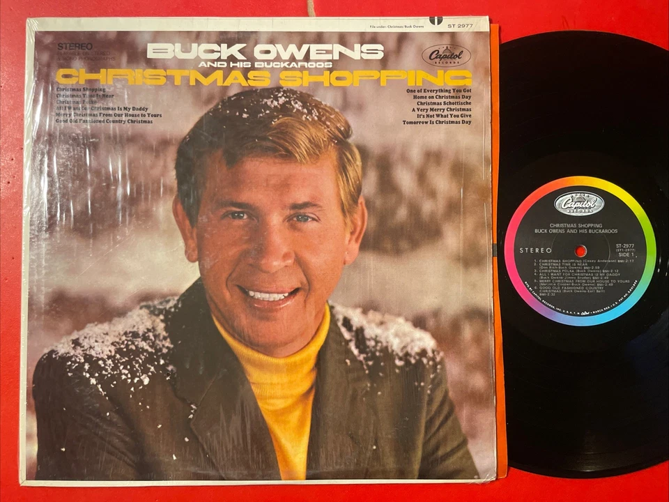 Buck Owens Christmas Shopping LP Capitol Stereo 1st Press W/ Shrink + Inner VG+ - Image 1 of 4