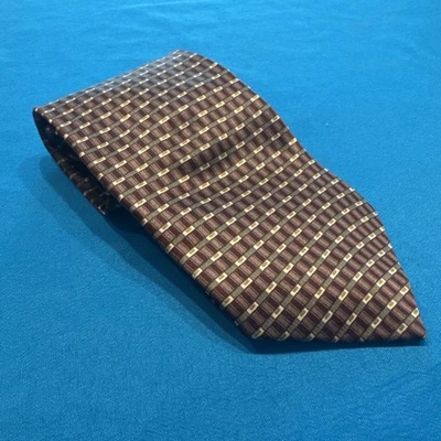 Corbata para Hombre DKNY Marrón Granate Oliva 100% Seda Clásica Tejida Hecha en EE. UU. Foto 1 de 4