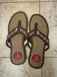 Simple Brand Hemp Womens Size 9 Shoes Brown Slides Flip Flop Sandals HTF - Picture 1 of 2