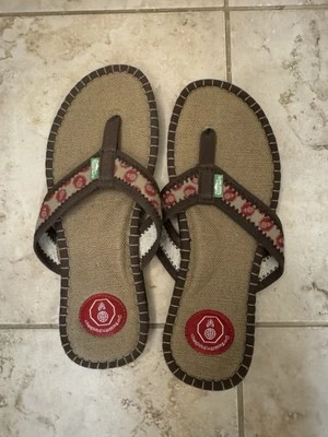Simple Brand Hemp Womens Size 9 Shoes Brown Slides Flip Flop Sandals HTF - Image 1 of 2
