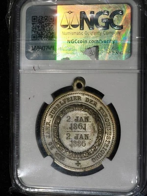 1886 ALEMANIA Emperador Guillermo I 25 Años Reinado Medallón-Losa Foto 1 de 2