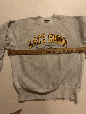Sudadera Gris David Letterman Late Show Años 90 De Colección - Excelente, Sin Usar, Grande Foto 1 de 4