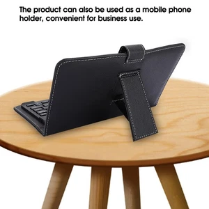 Wireless Bt Spanish Keyboard With Leather Cover For 4.5-6.8In Mobile Phone BAJ - Picture 1 of 15