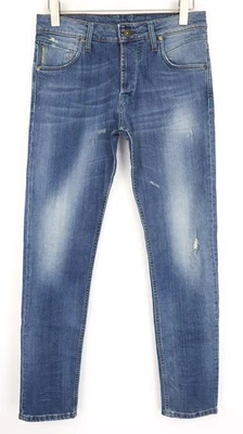 Pantalones de mezclilla para hombre TAKESHY KUROSAWA W34 azul elástico algodón calce ajustado lavado desgastado * Foto 1 de 4