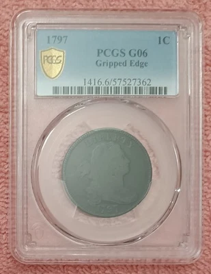 1797 Draped Bust Large Cent, S-121b Gripped Edge, PCGS G06, scarce variety - Image 1 of 4