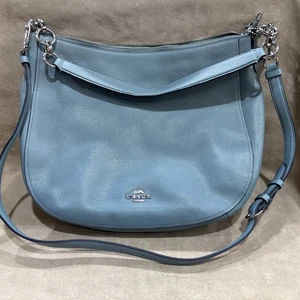 COACH Chelsea 32 Hobo Crossbody Shoulder Bag Pebble Leather F58036 Blue - Picture 1 of 5