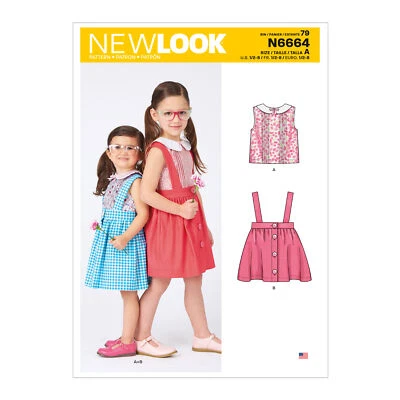 New Look Sewing Pattern N6664 Toddlers' & Children's Skirts With Shoulder Straps - Image 1 of 4