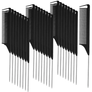 30 Pieces Parting Comb for Braids Steel Hair Pin Rat Tail Carbon Fiber Heat Resi - Picture 1 of 6