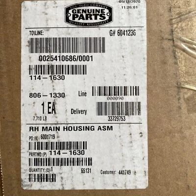 Carcasa de transmisión Toro 114-1630 RH Foto 1 de 3