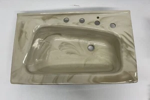 Vtg Unbranded 1970s Faux Marble Bathroom Sink Porcelain Kohler Lady Vanity Style - Picture 1 of 16