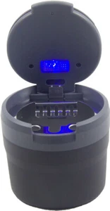 Portable Car Travel Cigarette Ashtray Holder Cup -LED Light Black Color - Picture 1 of 9
