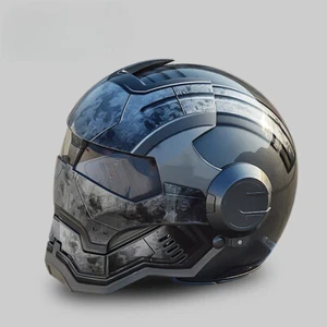 Iron Man Retro Art Helmet Motorcycle Helmet Design Male Gift Cos War Machine - Picture 1 of 1