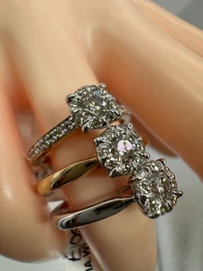 9ct Gold Diamond Engagement Ring.3 Options Beautiful Illusion Setting .75ct look - Picture 1 of 23