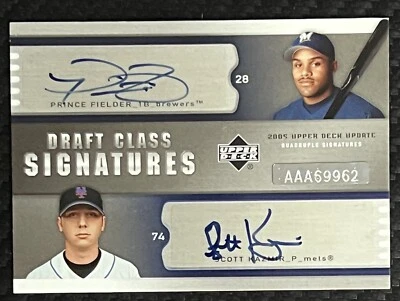 2005 Upper Deck Draft Class Signatures Upton, Greinke, Fielder, Kazmir 1/5 - Image 1 of 2