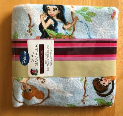 Disney Fairies Character Fabric 100% Cotton Flannel Quilt Fabric~Half Yard~Stash - Image 1 of 4