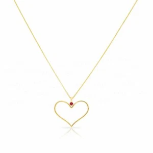 Lange Halskette mit Herzanhänger 14 Karat Gold Rubin - Valentinstag - Bild 1 von 4