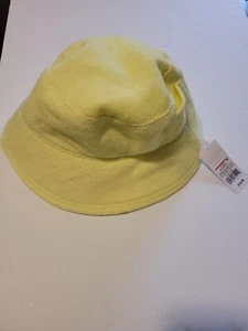 Shade & Shore Adult Terry Cloth Bucket Hat Yellow Adjustable Small Pocket ~ NEW - Picture 1 of 4