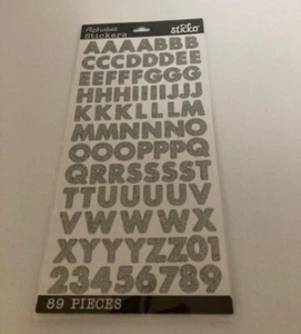 Sticko - Stickers - Alphabet Stickers - Silver Glitter - Futura - 89 Pices - New - Picture 1 of 2