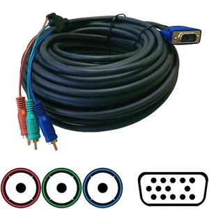 Cable VGA HD 15 -1 = 14 pin to Component RGB RCA 3 Male Analog Video C2G 100FT - Picture 1 of 2